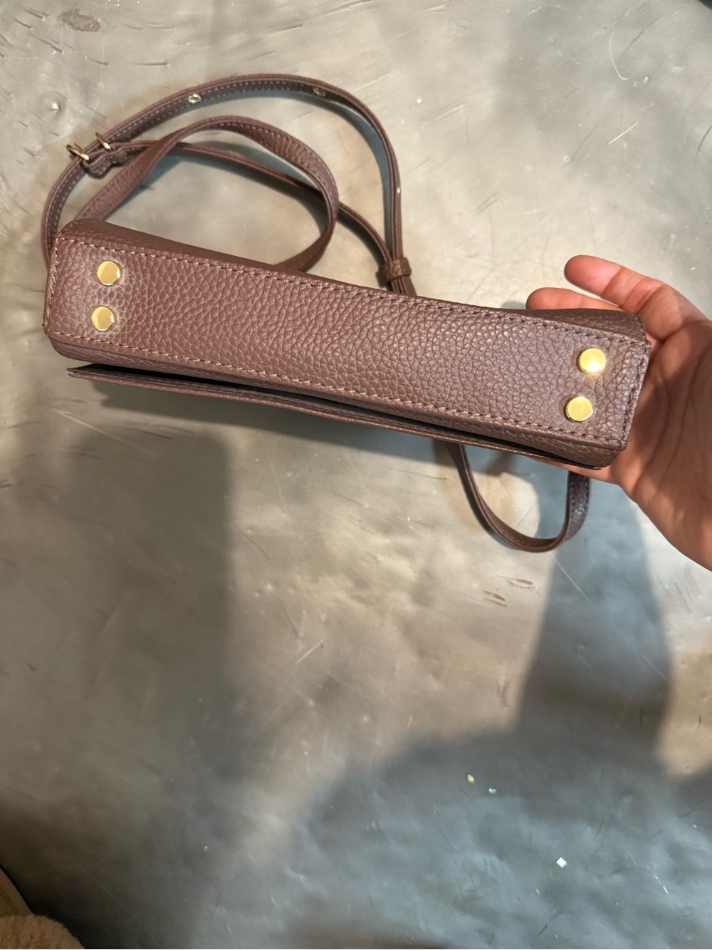 Matt & Nat Dark Brown Pebbled Crossbody with Gold Hardware - Picture 4 of 5